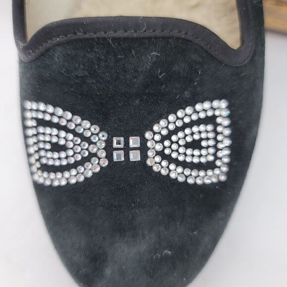 Ugg black suede flats rhinestone bow - Picture 9 of 12